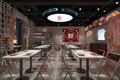 工业风快餐厅3D模型下载